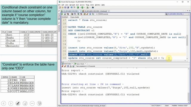 Subscriber Comments Reply Video 32| conditional check constraint on one column based on other colum смотреть онлайн