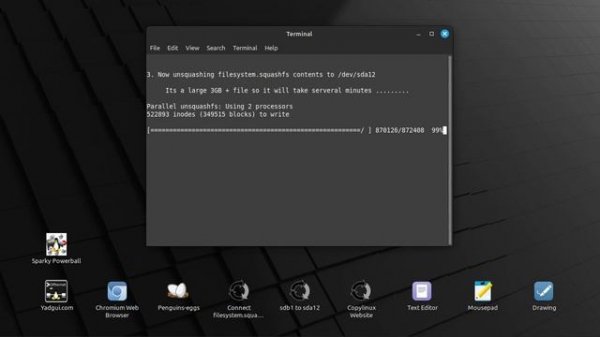 Debian system install Live systemfile.squashfs file without Calamares or other cli installer.