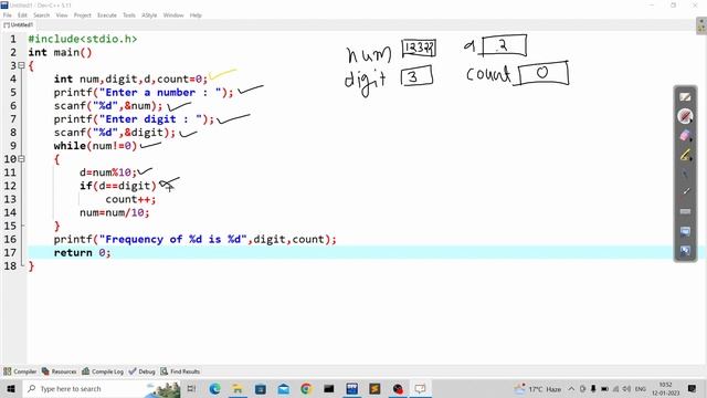 c program to find the frequency of a digit in a number in hindi смотреть онлайн