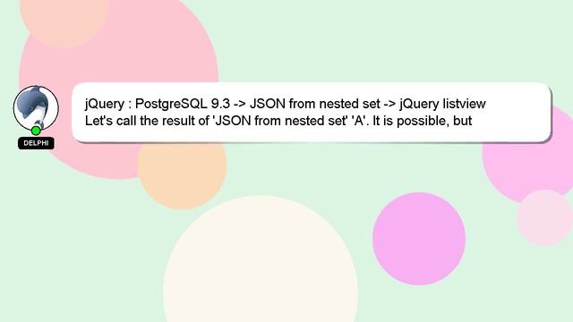 jQuery : PostgreSQL 9.3 - JSON from nested set - jQuery listview смотреть онлайн