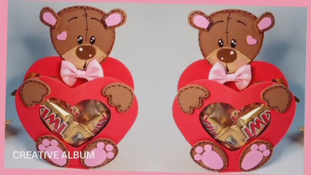 Поделка из фоамирана "Мишка с сердцем". Бонбоньерка на 14 февраля. смотреть онлайн
