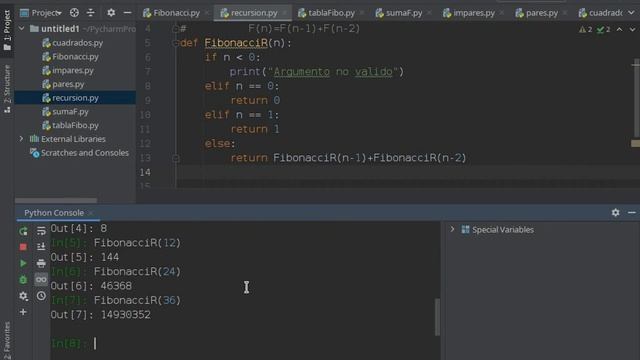 Números de Fibonacci por recursion en Python смотреть онлайн