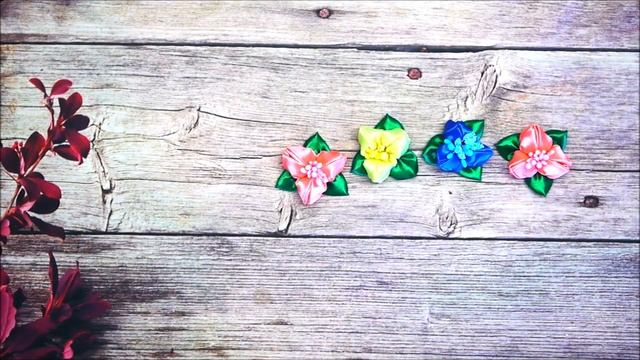 Мк яркая летняя лента в косу канзаши / DIY/ смотреть онлайн