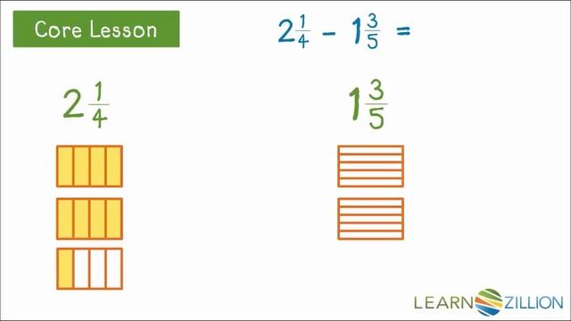 Subtract Mixed Numbers With Unlike Denominators By Creating Area Models