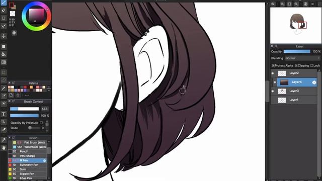 [Medibang Paint Pro desktop version how to] Easy Cel Shading Hair color tutorial смотреть онлайн