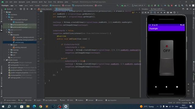 Приложение Фонарик на Java в Android Studio. Урок 03. Кнопка "On/Off" работает. смотреть онлайн