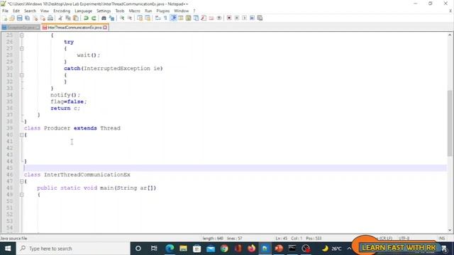 INTER THREAD COMMUNICATION| SYNCHRONIZATION| WAIT| SIGNAL| THREAD CLASS|BEC JAVA LAB|EXPERIMENT 9 смотреть онлайн