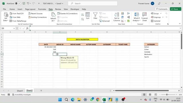 Data Validation in Excel | Data Validation List Examples | Excel tutoring in tamil смотреть онлайн