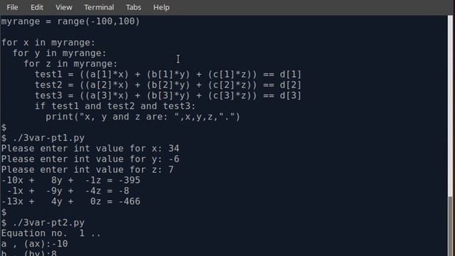 Python Programs to create then solve XYZ Simultaneous Equations. смотреть онлайн