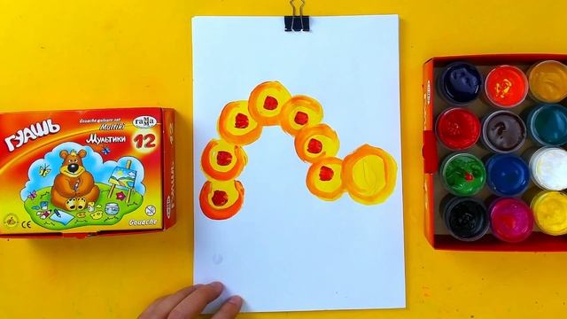 Как нарисовать ГУСЕНИЦУ - Рисуем гусеницу красками - РыбаКит смотреть онлайн