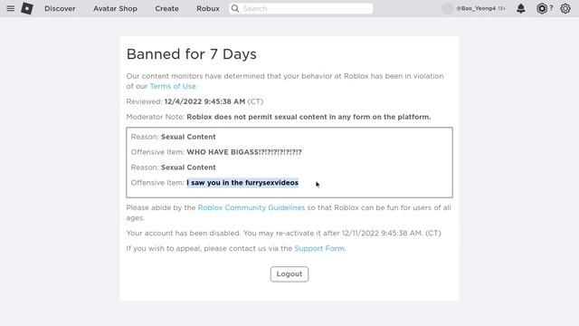 GOT BANNED FOR 7 DAYS! (F*CK ROBLOX!!) смотреть онлайн