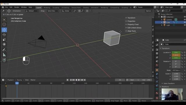 Анимация перемещения (движения куба) в Blender 2.83. Animation of the move (cube) in Blender 2.83. смотреть онлайн