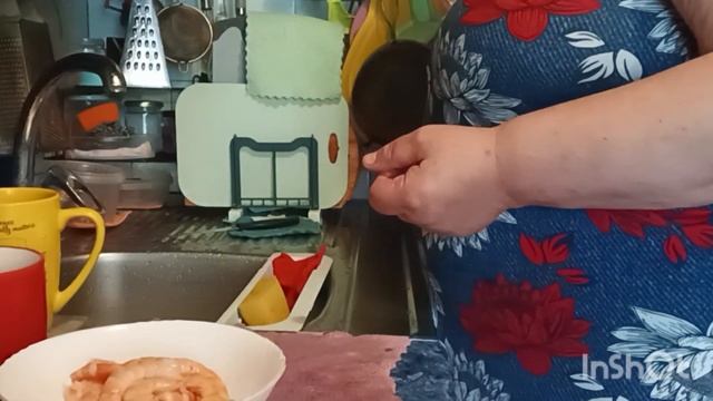 На сегодня креветки  с макаронами.