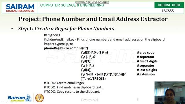 LectureVideo 18CS55 Module3 Pattern Matching With Regular Expressions 5 Sowmya смотреть онлайн