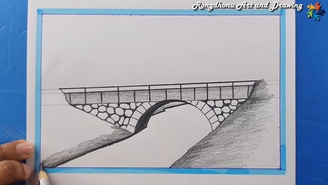 Bridge scenery drawing | Easy Pencil drawing tutorial смотреть онлайн