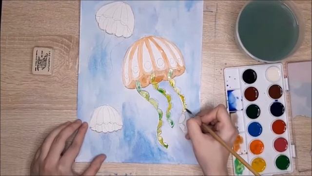 Рисуем Медузу акварельными красками смотреть онлайн
