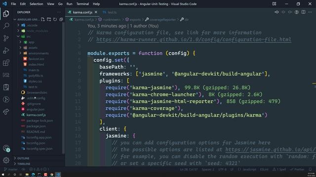 4. Create new Angular application, check Karma configuration and run tests with npm test command смотреть онлайн