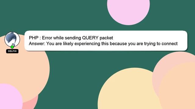 PHP : Error while sending QUERY packet смотреть онлайн