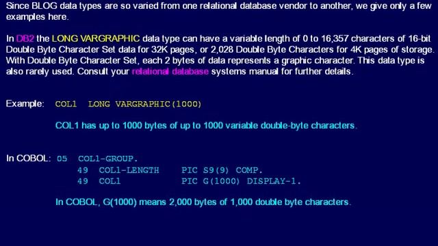 SQL 051 Data Types, BLOB Binary Large Object, LONG VARGRAPHIC смотреть онлайн