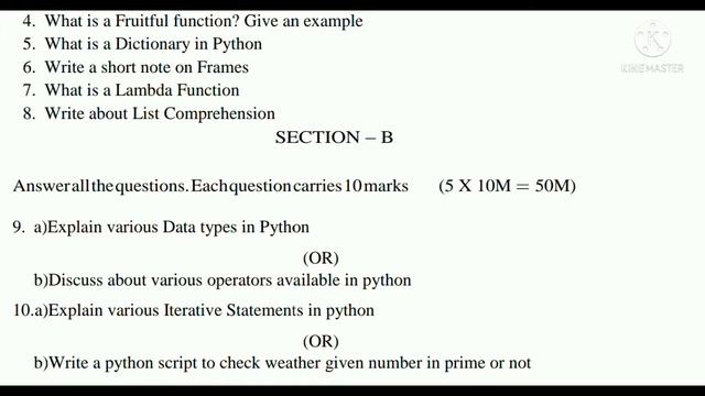 Sem 2 BCA Introduction of Python Programming model Paper смотреть онлайн
