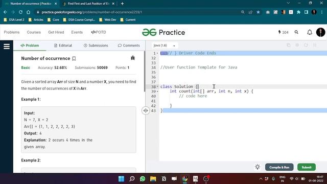 Number of Occurrence - Geeks For Geeks | Binary Search | Java Solution смотреть онлайн