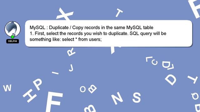 MySQL : Duplicate / Copy records in the same MySQL table смотреть онлайн