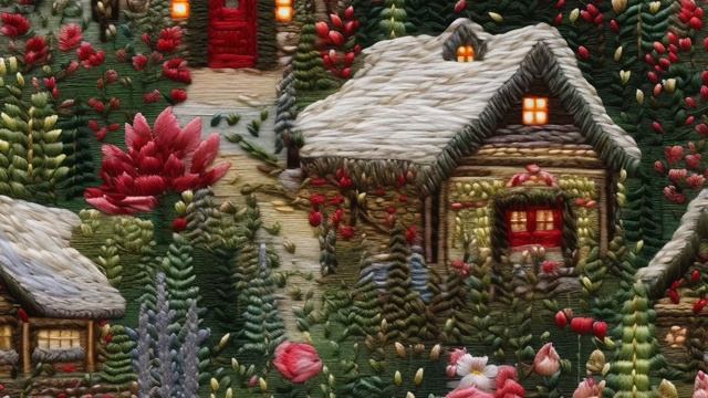 TV Screensaver Wallpaper | Christmas Embroidery Patterns Slideshow | No Sound смотреть онлайн