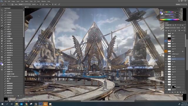 Golden Temple Time-lapse - 2D Overpaint process // Concept art/Blender/Photoshop смотреть онлайн