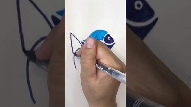 Силуэт рыбы. Рисуем рыбку. Быстрый рисунок смотреть онлайн