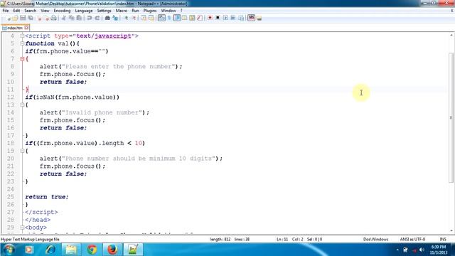 JavaScript Tutorial - Phone Number Validation, Check digits and minimum length смотреть онлайн
