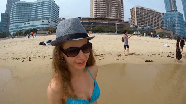 Обзор пляжа Хэунде , город Пусан, Южная Корея смотреть онлайн