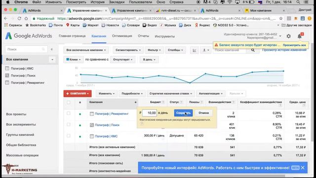 Как выставить ограничение бюджета в Google AdWords