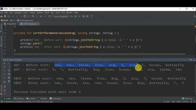 sort string array in kotlin смотреть онлайн