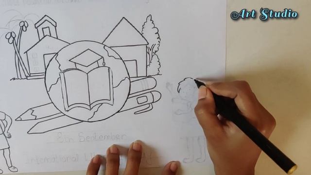 how to draw international literacy day poster | literacy day drawing for kids | Literacy Day 2020 смотреть онлайн