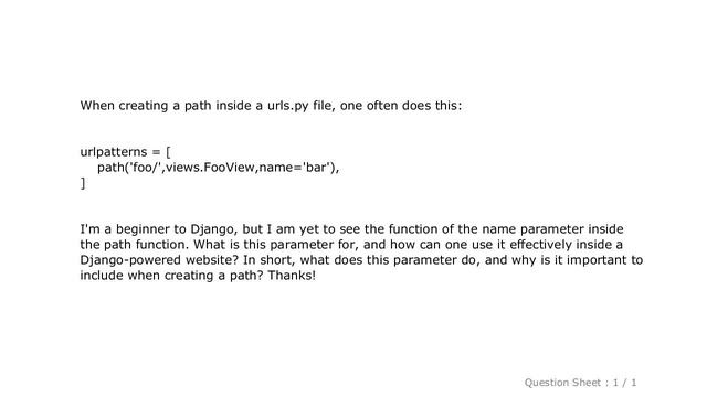 Django : What is the function of the name parameter in django.urls.path? смотреть онлайн
