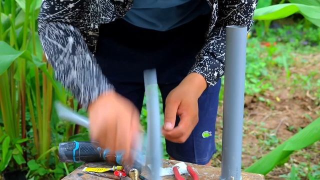 How to make a mini bicycle pump from PVC pipes for free - king of making смотреть онлайн