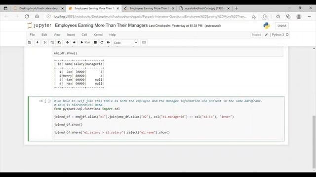 Leetcode Problem: Employees Earning More Than Their Managers in pyspark смотреть онлайн