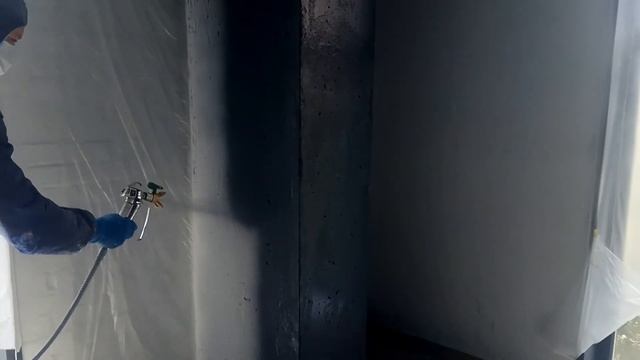 Безвоздушная покраска (бетонные колоны) смотреть онлайн