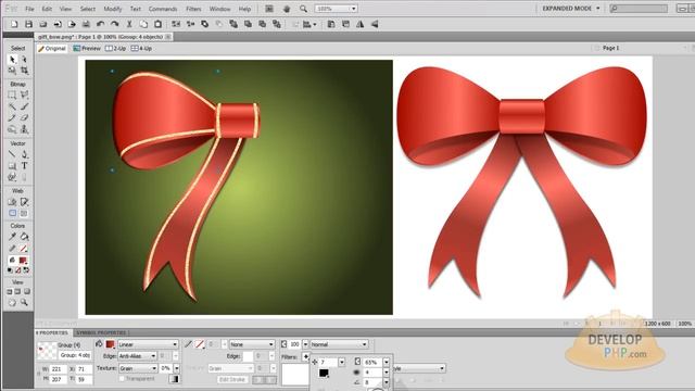 Enhanced Christmas Gift Bow Design Tutorial Vector Graphics Adobe Fireworks смотреть онлайн