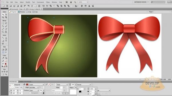 Enhanced Christmas Gift Bow Design Tutorial Vector Graphics Adobe Fireworks