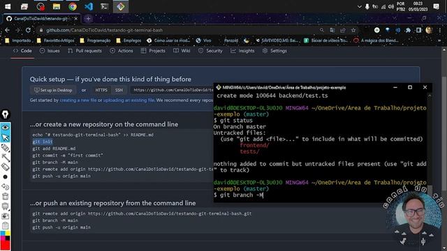 Usando GIT via TERMINAL do PC смотреть онлайн