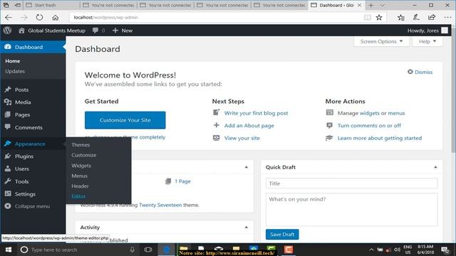 Wordpress Les elements du tableau de bord смотреть онлайн