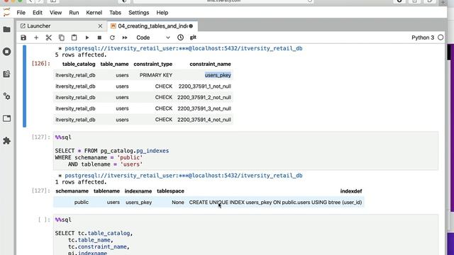 Database Essentials using Postgres - Creating Tables and Indexes - Indexes for Constraints смотреть онлайн