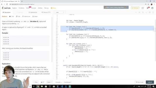 LeetCode 130. Surrounded Regions (Algorithm Explained) смотреть онлайн