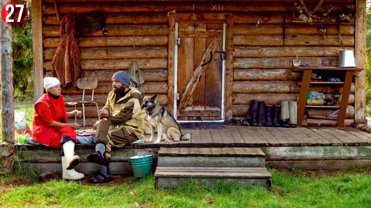 Жить на севере, как это? Изба, дикая рыбалка, юкола, сбор грибов и шишек, баня - быт в тайге - север смотреть онлайн