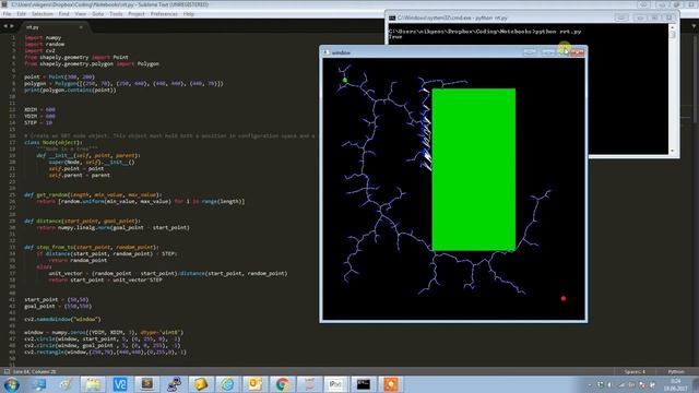 Python implementation of Rapidly Exploring Random Trees смотреть онлайн