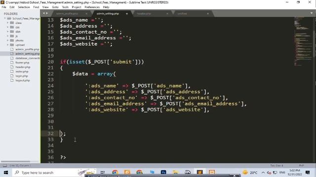 SCHOOL MANAGEMENT SYSTEM IN PHP MySQL हिन्दी || ADMIN SETTINGS PAGE || PART -3 смотреть онлайн