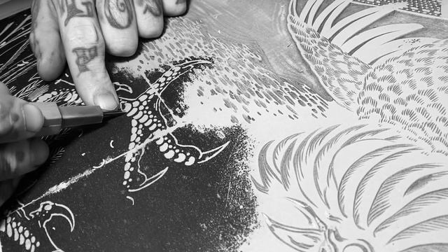 Unintentional ASMR | Lino cut Printmaking process by Emils Salmins смотреть онлайн