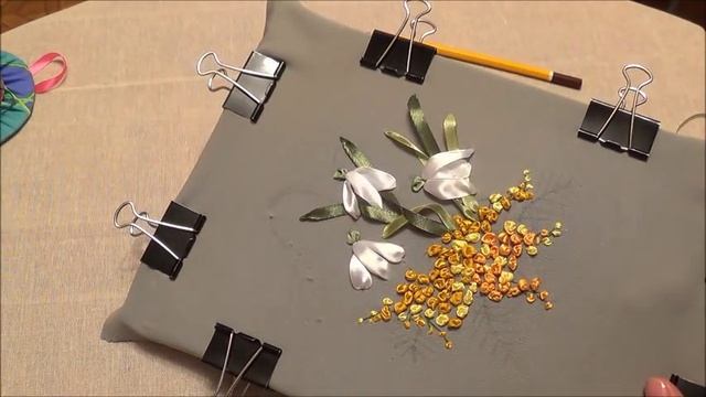Подснежники и мимоза. Вышивка лентами 2. Вышивка мимозы. смотреть онлайн