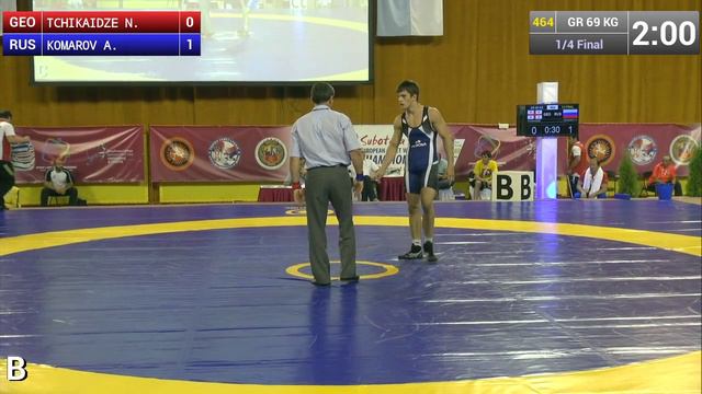 1/4 GR - 69 kg: A. KOMAROV (RUS) df. N. TCHIKAIDZE (GEO) by TF, 11-2 смотреть онлайн